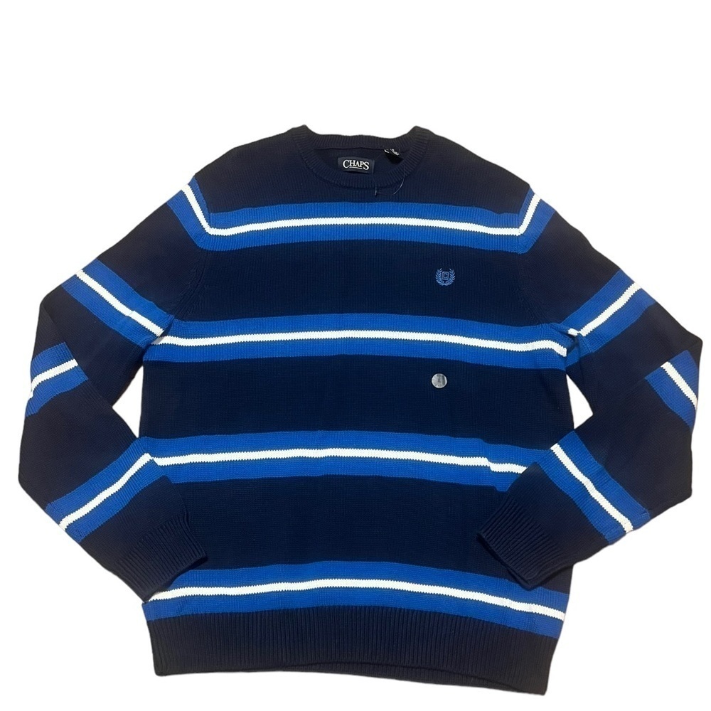 Chaps Ralph Lauren NWT blue and white striped sweater Y2K 90s
